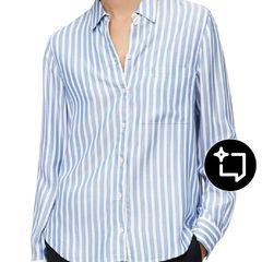 Marc O'Polo Classic Blue & White Striped Long-Sleeve Shirt (Size EU 36 / Small)
