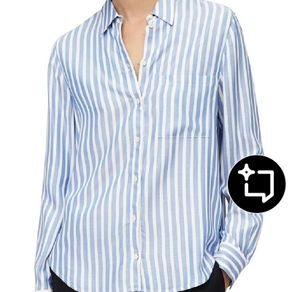Marc O'Polo Classic Blue & White Striped Long-Sleeve Shirt (Size EU 36 / Small)