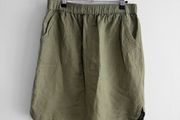 Pre Owned Dunnes Stores Khaki Linen Blend Skirt