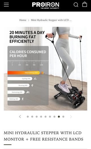 Pro iron Hydraulic stepper with resistance bands
