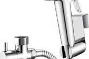Handheld Bidet Sprayer Kits for UK Toilet Douche_ Shattaf Bidets with Bidet Hose, Spray Holder and T-Adapter  Glossy Silver