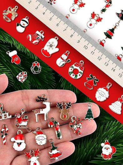 MASSIVE SALE 84P Christmas Enamel Gold Charms for Jewelry Making, Assorted Gold Charms for Christmas Snowflake Snowman Tree Hat DIY Necklace Bracelet Earrings Making Crafting Decoration