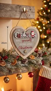 "Have Yourself A Merry Little Christmas" Santa Heart Plaque