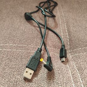 USB A to split mini-USB and DC barrel cable