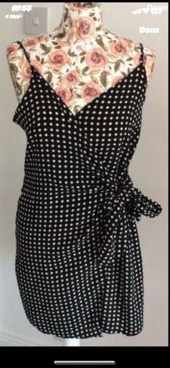 dress nasty gall wrap effect dress size 12 black & white
