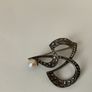Vintage Irish Sterling Silver Marcasites and Pearl Brooch Image 2
