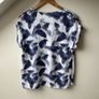 Phase Eight Short Sleeve Feather Print Top, Blue/White UK10 Image 4