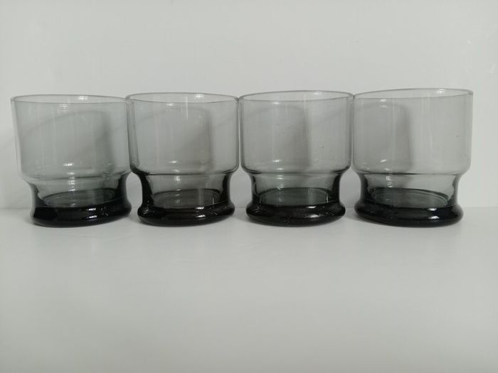 Smoked glass, vintage glass tumblers, 1970s glass