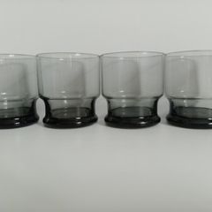 Smoked glass, vintage glass tumblers, 1970s glass