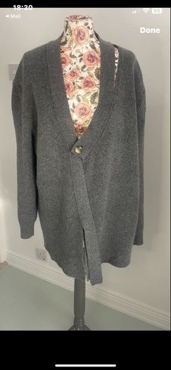 grey cardigan zara size large wool & cashmere