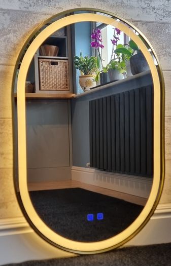 LED Bathroom Mirror 60x90cm Gold Frame Antifog