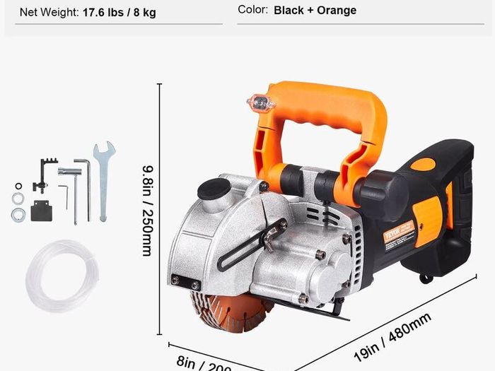 Electric Wall Chaser, Wall Groove Cutting Machine 133mm, Groove Cutting Machine Depth 42mm, Wall Slotting Machine 2500W, Wall Cutting Cutter Machine with Water Pump