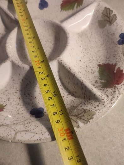 Vintage C.E.P.A. ceramic hand decorated made in Italy 5 section dip tray harvest leaves