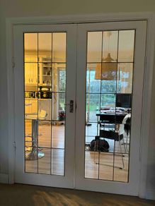 Interior double glass panel door