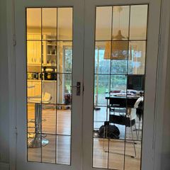 Interior double glass panel door