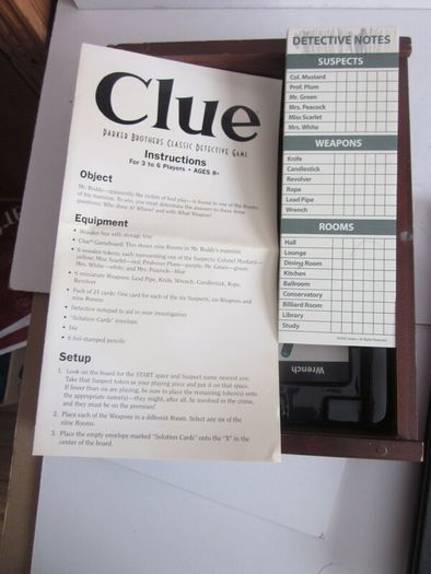 Clue Classic Detective Game Wooden Box