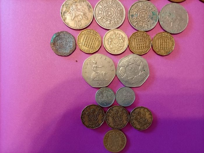 Vintage Pre-Decimal British Coin Job Lot (Pennies, 3d, Shillings & 1973 EEC 50p)