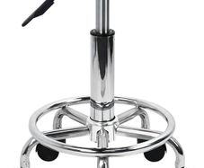 NEW SALE Swivel Rolling Stool Height Adjustable PU Leather Cushion Salon Vanity Massage Office Stool Chair Small (Gray