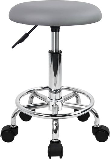 NEW SALE | Swivel Rolling Stool Height Adjustable PU Leather Cushion Salon Vanity Massage Office Stool Chair Small