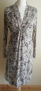 Sandwich Designer Dress Grey & Black Floral Size S. Lined. Measurements in Description Can Post