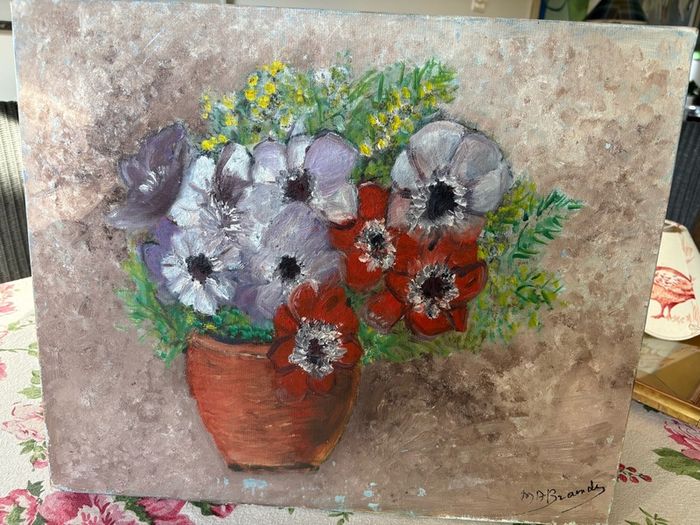 Fine Floral Still Life Floral Painting On Canvas, Signed.