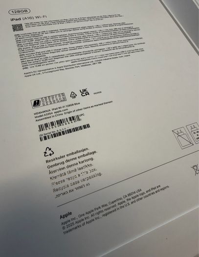 iPad A16 128Gb New! Sealed in Box! European!