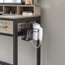_Dressing table, dressing table with 3-part folding mirror, hairdryer holder, cosmetic table with upholstered stool, 3 drawers, industrial design, greige black Image 5