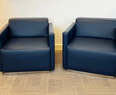 Blue leather Inclass armchairs
