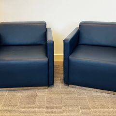 Blue leather Inclass armchairs