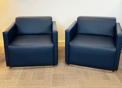Blue leather Inclass armchairs
