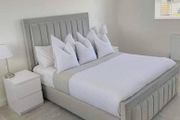 Ottoman Storage Gas Lift Up Winged Bed Frame Velvet Upholstered Double King Size