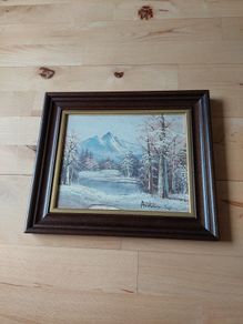 Snow scene - framed 13in x 11in - postage included