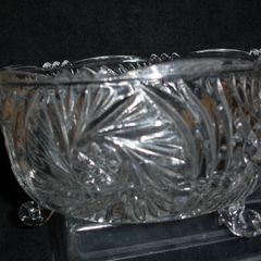 Vintage  Anna Hutte Bleikristall 24% Lead Crystal Scalloped Footed  Bowl  German