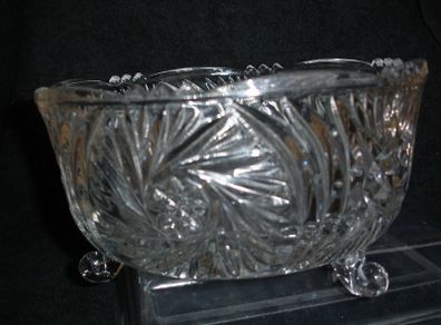 Vintage  Anna Hutte Bleikristall 24% Lead Crystal Scalloped Footed  Bowl  German
