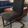 Pair of Harvey Norman "Colorado" Cantilever Dining Chairs - Dark Grey Fabric Image 2