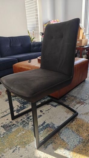 Pair of Harvey Norman "Colorado" Cantilever Dining Chairs - Dark Grey Fabric