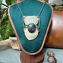 1 Soldered Taurus Bull Disc Bones with a Flashy Blue Labradorite Crystal Pendant Talisman Witchy Spiritual Amulet Image 7