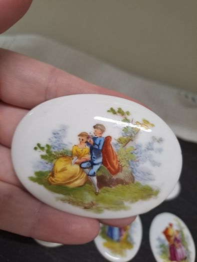 Antique Porcelain Portrait Plaques Cabochons