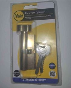 Yale Lock for Front Door with 4 keys Euro Thumbturn Cylinder Lock - Brass Plated