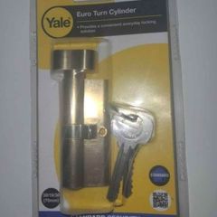 Yale Lock for Front Door with 4 keys Euro Thumbturn Cylinder Lock - Brass Plated