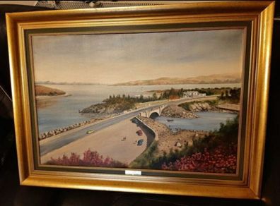 Pontoon Bridge Hotel Foxford Co.Mayo Painting