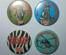 GOLDEN WONDER CRISPS (Operation Survival WWF) - 4 different wildlife protection button badges (1981)