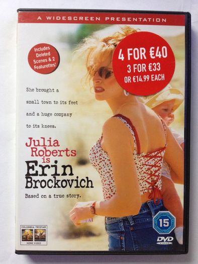 Erin Brockovich [2000] Julia Roberts, Aaron Eckhart & Albert Finney [1xDVD Movie] Academy Award Winner