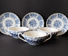 A Set of Six Myott Staffordshire Ironstone Royal Mail Soup Bowls and Melody Saucers