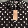 Dancing Leopard Black White Polka Dot Long Sleeve Top Button Up Shirt Size UK 10 Image 2