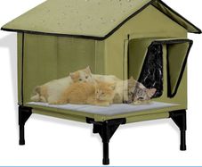 Outdoor Cat House, Waterproof Insulated Cat Kennel with Elevated Base, Large Winter House for Indoor Outdoor Cats and Small Dogs, Feral Cat Shelter for Multiple Cats