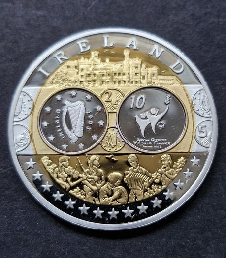 IRELAND 2003 EIRE .999 Silver Europa Gold Gilded Medal