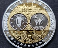 IRELAND 2003 EIRE .999 Silver Europa Gold Gilded Medal