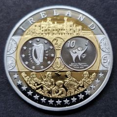 IRELAND 2003 EIRE .999 Silver Europa Gold Gilded Medal