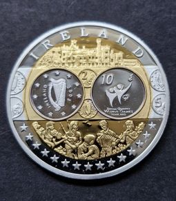 IRELAND 2003 EIRE .999 Silver Europa Gold Gilded Medal